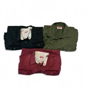 Wrangler Men's Casual Button-Down Shirts - Black, Olive, Burgundy